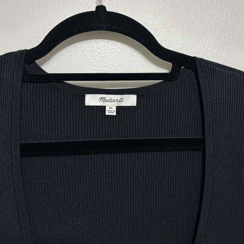 Madewell Long-Sleeve Stretch Knit Ribbed Midi Dress in Black - Size XL - Picture 4 of 6